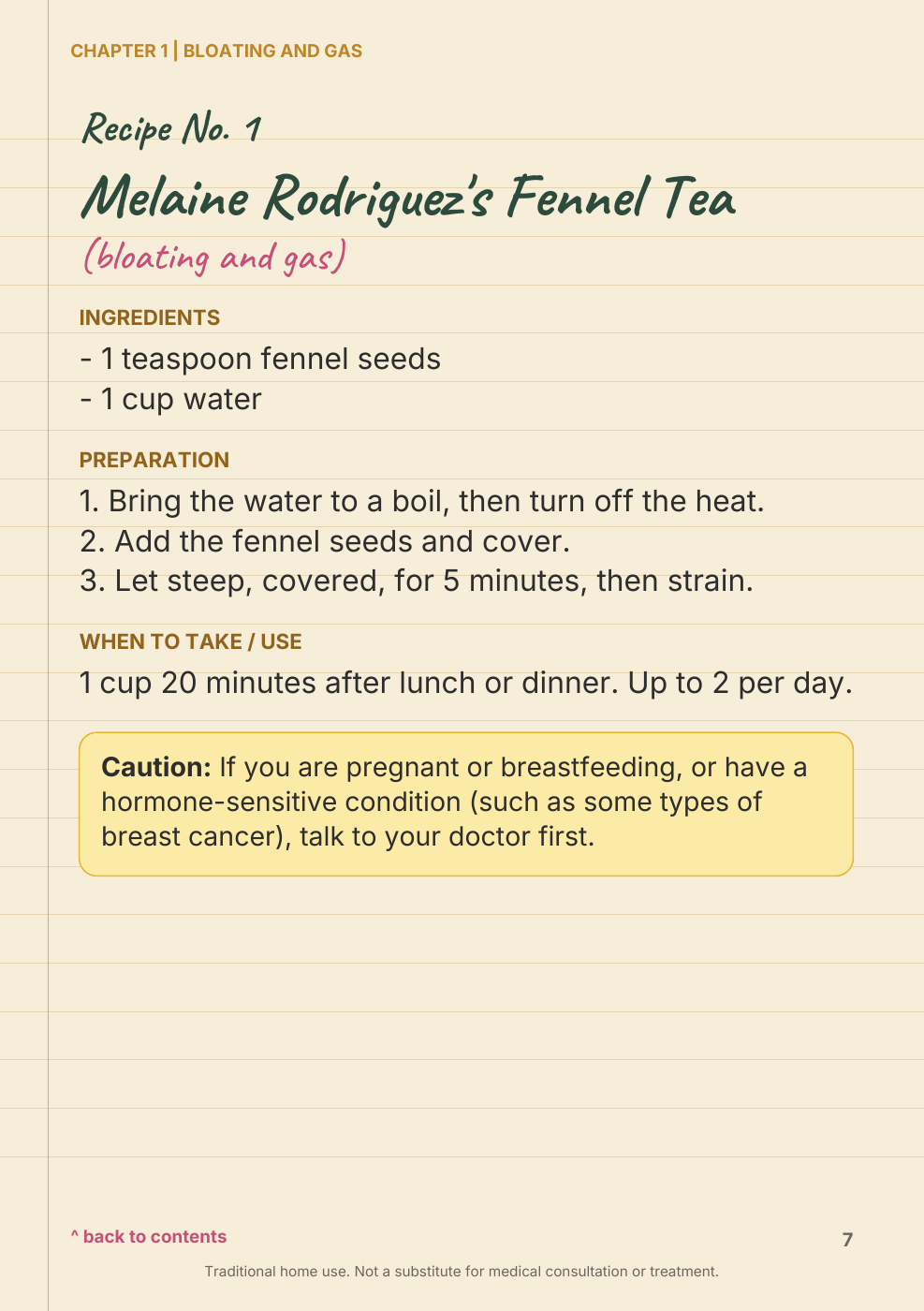Actual recipe page